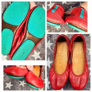 Tieks red leather flats sz 8